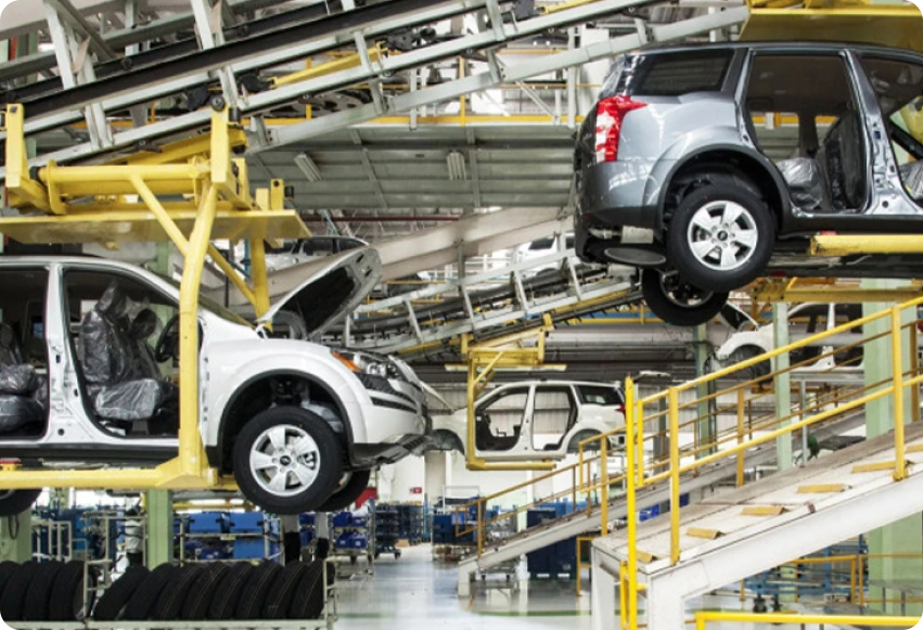 Automobile assembly line in smart automotive manufacturing plant